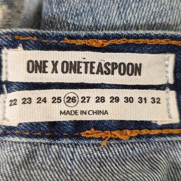 ONE X One Teaspoon Freelove Distressed Denim Jean Skirt size 26 - Picture 11 of 12
